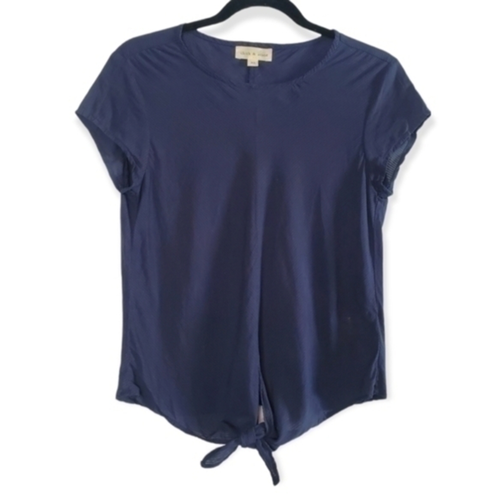 Anthropologie Cloth & Stone Cap Sleeves Tie Front Top